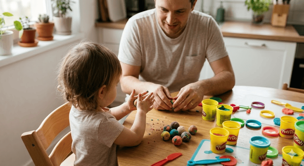 Niño jugando con plastilina