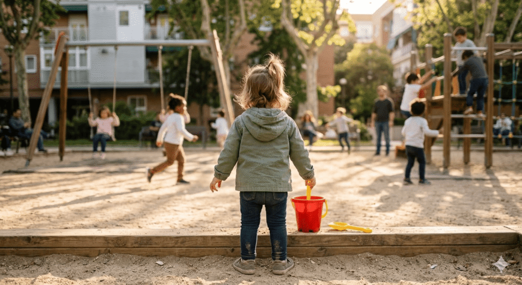 Niña jugando en el parque
