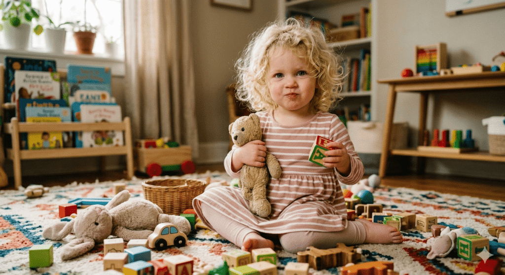 Niña con sus juguetes