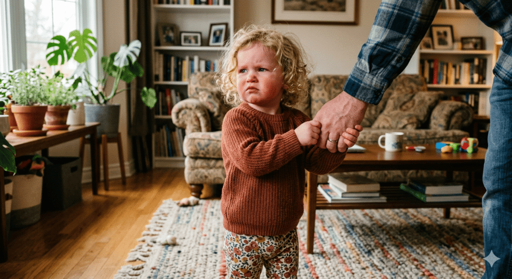 Niña dandole la mano a su padre